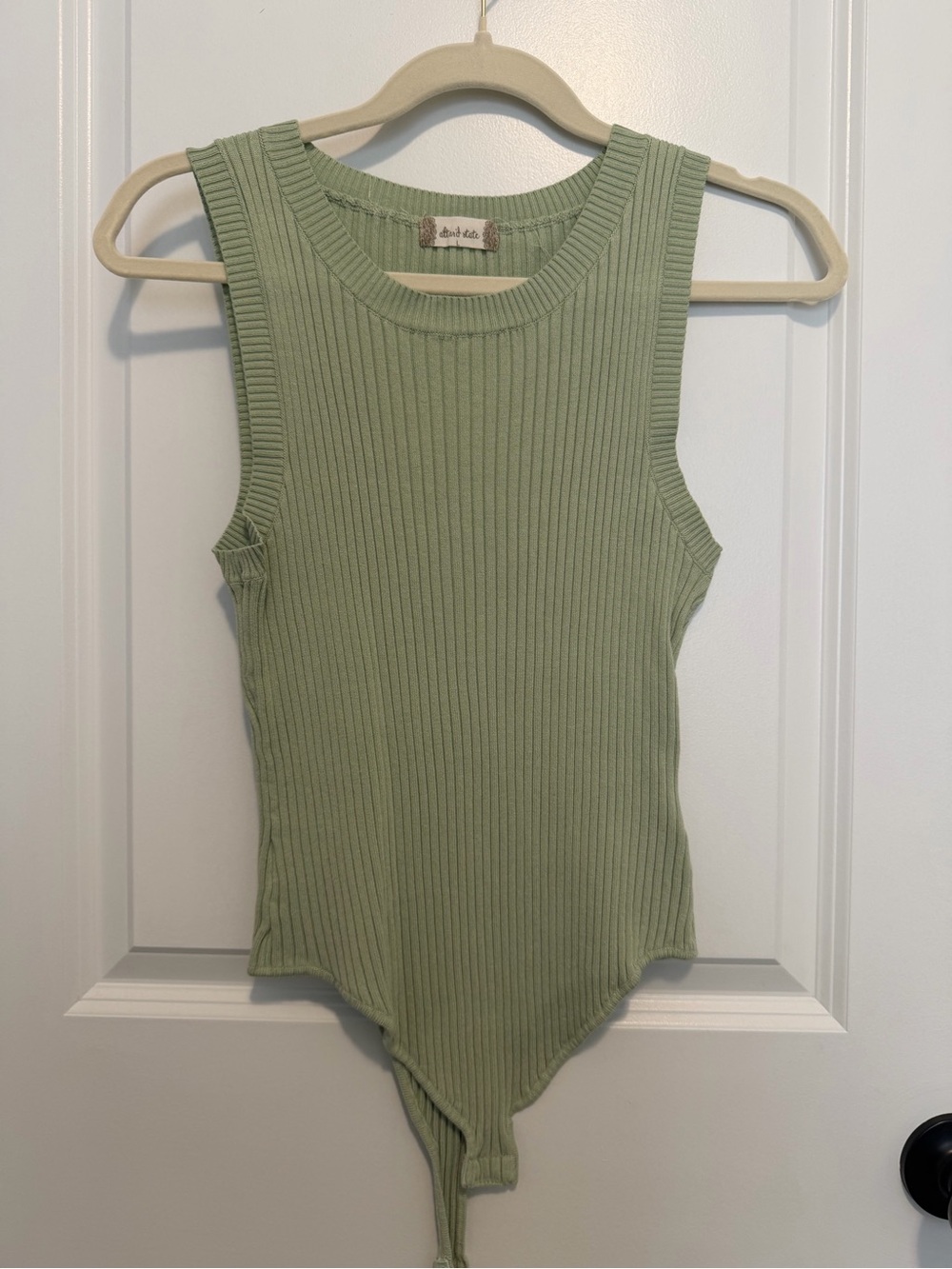 Altar'd State Ribbed Sage Green Tank Bodysuit